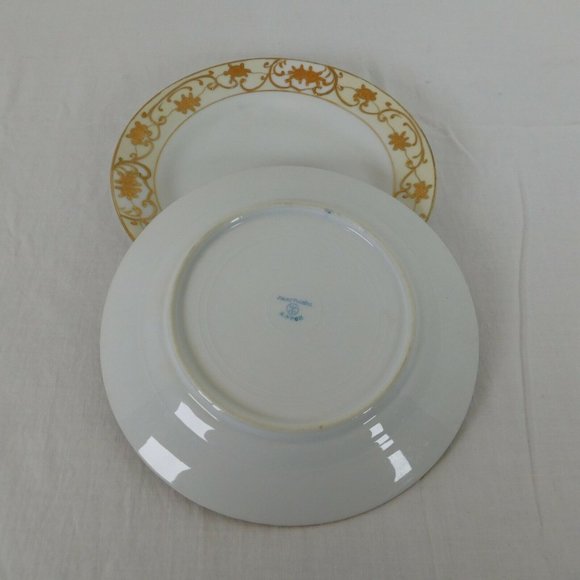 Lot 2 Antique Nippon Spoke Mark Hand Paint Bread Butter Plate Gold White Yellow - Picture 6 of 10